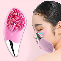 Електрична силіконова щітка для чищення обличчя BUCOS Sonic Facial Brush S1, Пастельно рожева