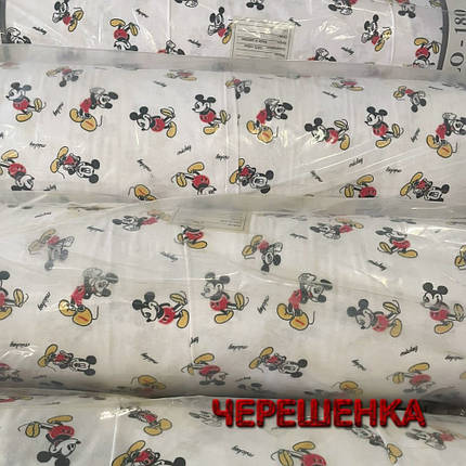 Тканина для постільної білизни Фланель (байка) дитяча FLB1042 (40м) Міккі Маус на білому, фото 3