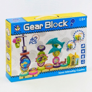 Конструктор на шестерёнках 9200 (24) 40 деталей, музыкальный, на батарейках, в коробке, шт, фото 1