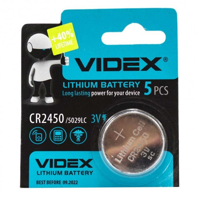 Батарея литиевая CR2450 VIDEX 3V: продажа, цена в Запорожье. Батарейки ...
