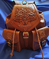 Кожаный рюкзак "Лиса" с инициалами
