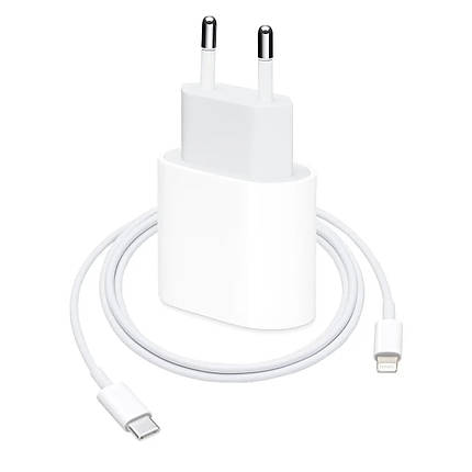 Комплект швидкого заряджання для iPhone, Адаптер живлення 20W з кабелем USB-C - Lightning, фото 2