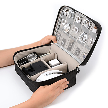 Органайзер дорожній для дротів / Сумка для зарядок / Кейс для зарядок,навушників / Сумка органайзер  Чорний