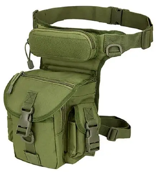 Тактическая сумка на бедро с креплением на пояс 30х12х11см, Олива, A90 / Набедренная сумка тактическая на ногу