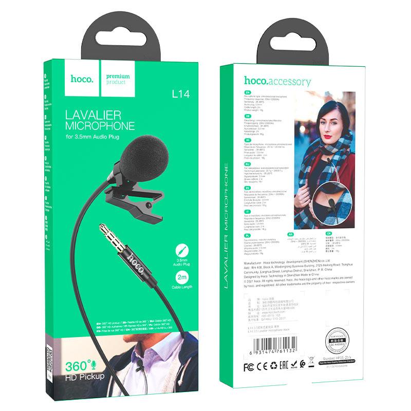 Мікрофон петличка Hoco L14 3,5mm Black