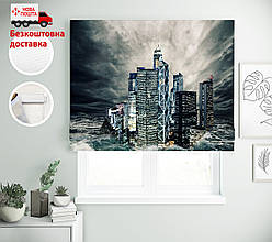 Римські штори з принтом Буря у Місті | римські штори в офіс