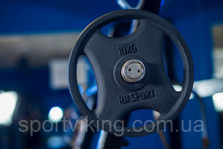 Млинець RN-Sport 10 кг Ø 51 мм для штанги з Quatro хватом. Чорний
