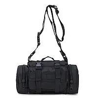 Плечевая тактическая сумка на 5 л, Черная, B04 / Мужская сумка через плечо / Поясная военная сумка