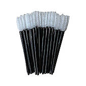 Щіточки для  розчісування вій нейлонові чорні з білою ручкою 50  шт