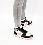 Жіночі зимові кросівки Nike Air Jordan 1 Retro high теплі з хутром чорні з пудровим. Живе фото, фото 4