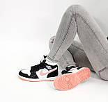 Жіночі зимові кросівки Nike Air Jordan 1 Retro high теплі з хутром чорні з пудровим. Живе фото, фото 7