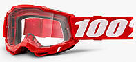 Мото очки 100% ACCURI 2 Goggle Red - Clear Lens, Clear Lens, Clear Lens