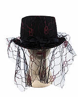 Шляпа черная с вуалью карнавальная для тематической вечеринки Хеллоуина