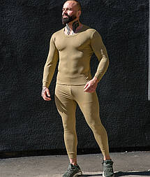 Чоловіча термобілизна тепла комплектом зимова на мікрофлісі бежевий Туреччина. Живе фото (термо одяг, білизна термо)