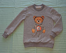 Спортивна кофта для дівчинки з двохнитки, аплікація Мішка, розмір 116