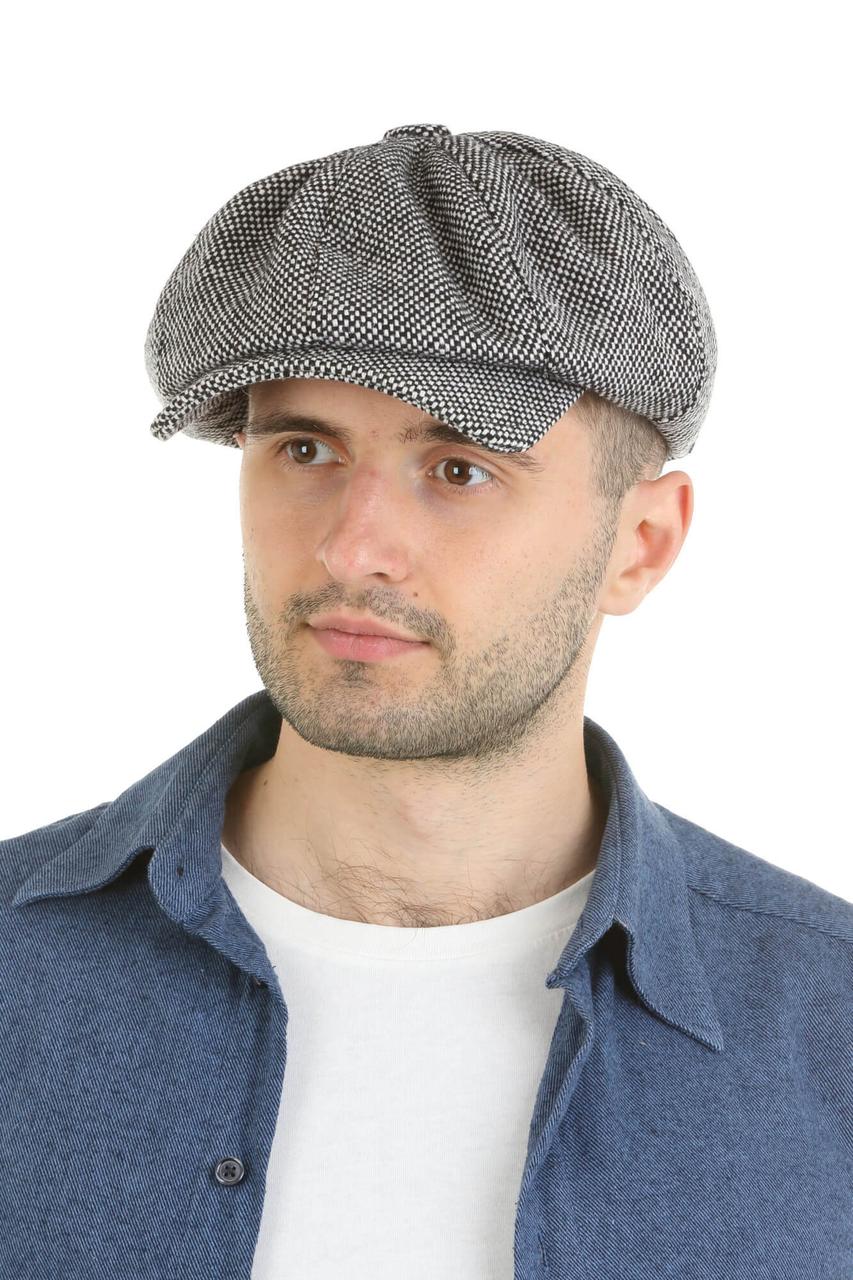 Кепка чоловіча восьмиклинка гаврош хуліганка чорно-біла, фото 1