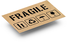 Крафт етикетка з друком "Fragile" 40x25 мм, 250 шт, Viskom, фото 3