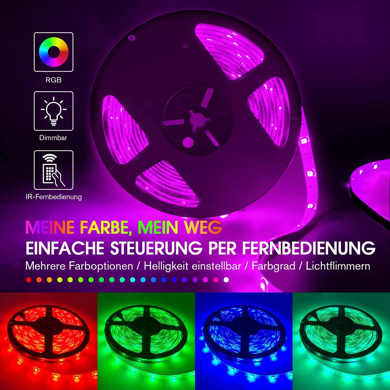 Світлодіодна LED стрічка Mafiti, 5-ти п'ятиметрові світлодіодні лампи RGB смарт музична WiFi, фото 1