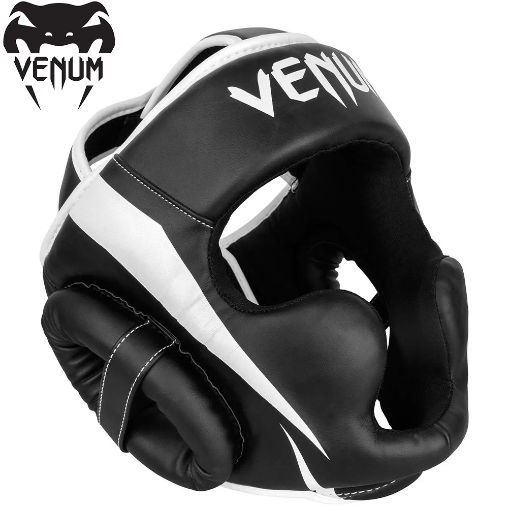 Шолом для боксу захисний боксерський шолом для змагань Venum Elite Headgear Black White