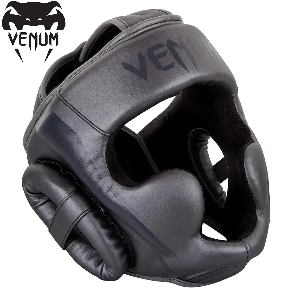 Шолом для боксу захисний боксерський шолом для змагань Venum Elite Headgear Grey