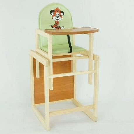 Дитячий дерев'яний стільчик-трансформер для годування "Тигр" №2063, салатовий, фото 2