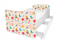 Детская кровать с принтами Kinder 170x80см, С выдвижным ящиком