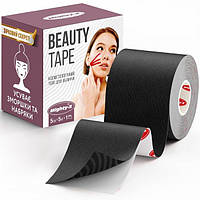 Кинезио тейп для лица Mighty-X Beauty Tape - 5 см х 5 м Черный Кинезиотейп - The Best USA Kinesiology Tape