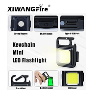 Багатофункціональний потужний акумуляторний ліхтарик LED, брелок, магніт, карабін, відкривачка Mini X80