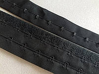 Застежка (тесьма) с крючками двухрядная, черная на отрез