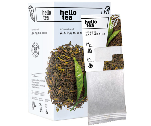 Чай натуральний чорний пакетований Hello Tea "Дарджилінг" 20 шт./пач.