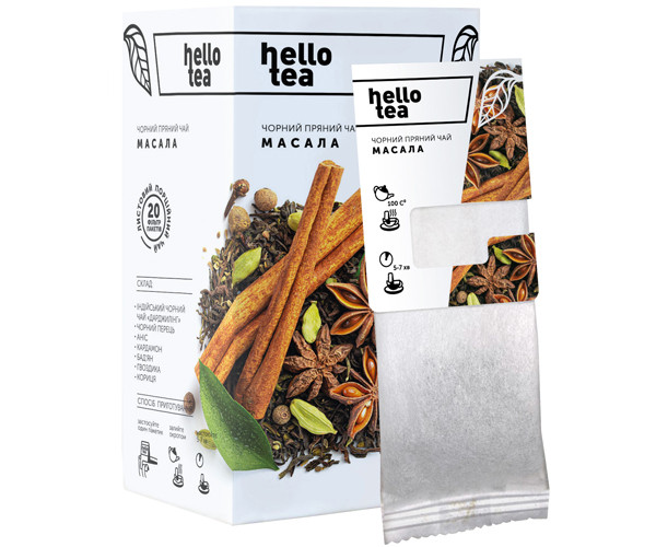 Чай натуральний пряний пакетований Hello Tea "Масала" 20 шт./пач.