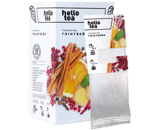 Чай натуральний фруктовий пакетований Hello Tea "Глінтвейн" 20 шт./пач., фото 1