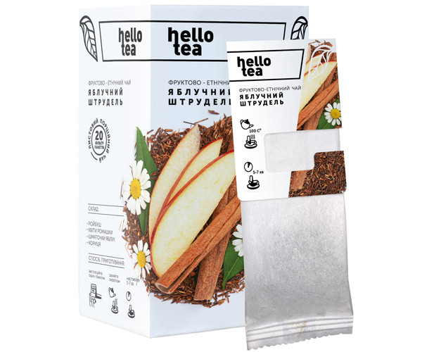 Чай натуральний фруктовий пакетований Hello Tea "Яблучний штрудель" 20 шт./пач.