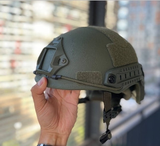Військовий захисний бронешлем (каска) FAST High Cut (IIIA NIJ) з кавером (Оливковий) M, фото 1
