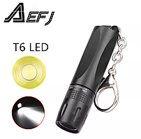 Міні кишеньковий брелок-ліхтарик для ключів + карабін Premium Aluminum D7 Чорний