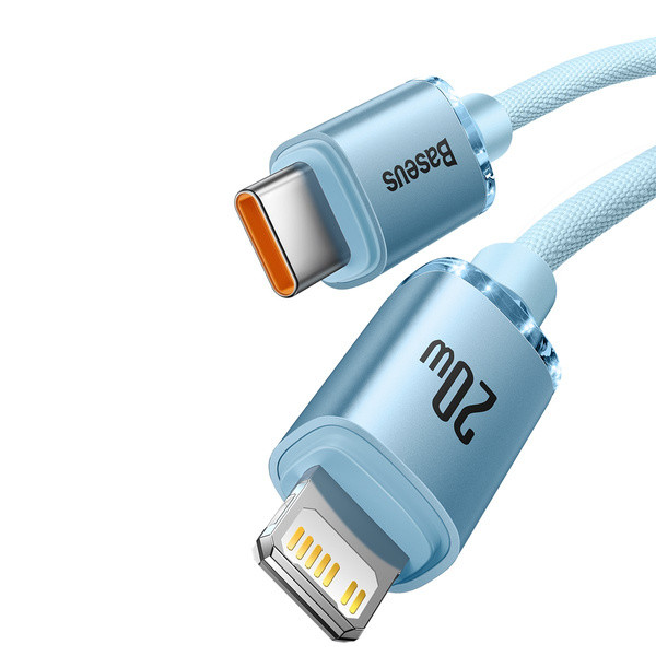 Кабель Baseus Crystal Shine Series 20 Вт Apple Lightning - Type-C для швидкої зарядки 20W 1.2 м Синій CAJY001303