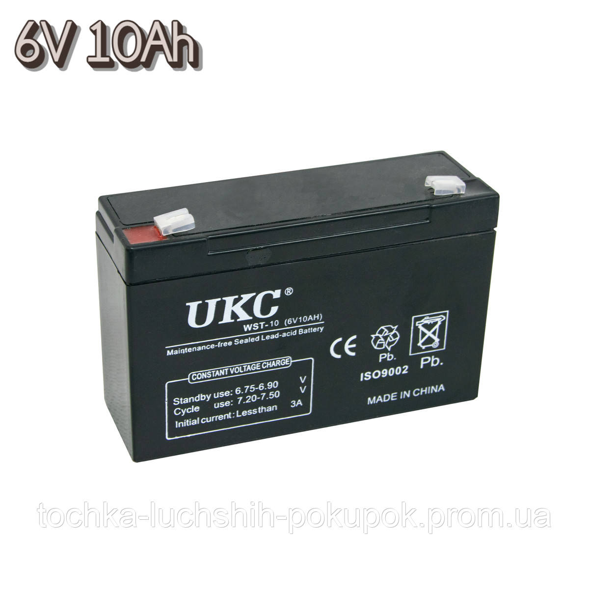 Необслуживаемый аккумулятор для бесперебойника UKC WST-10 6V 10Ah акб для детского электромобиля и ИБП (TL) - фото 1 - id-p1685285261