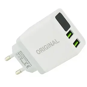 Мережевий зарядний пристрій 2USB 5V/3.1A з дисплеєм, фото 3