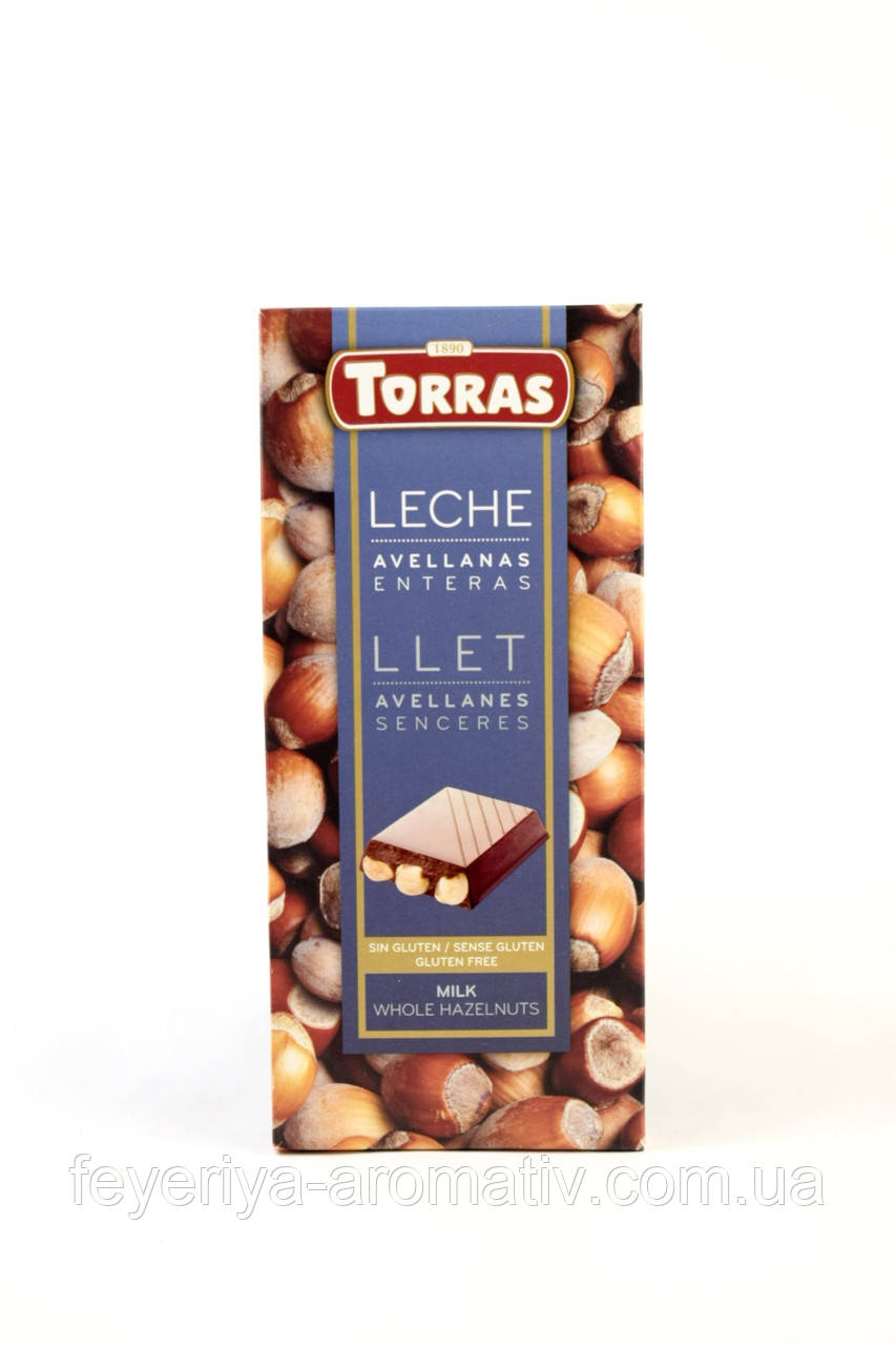 Шоколад молочний з горіхом без глютену Torras 200г (Іспанія)