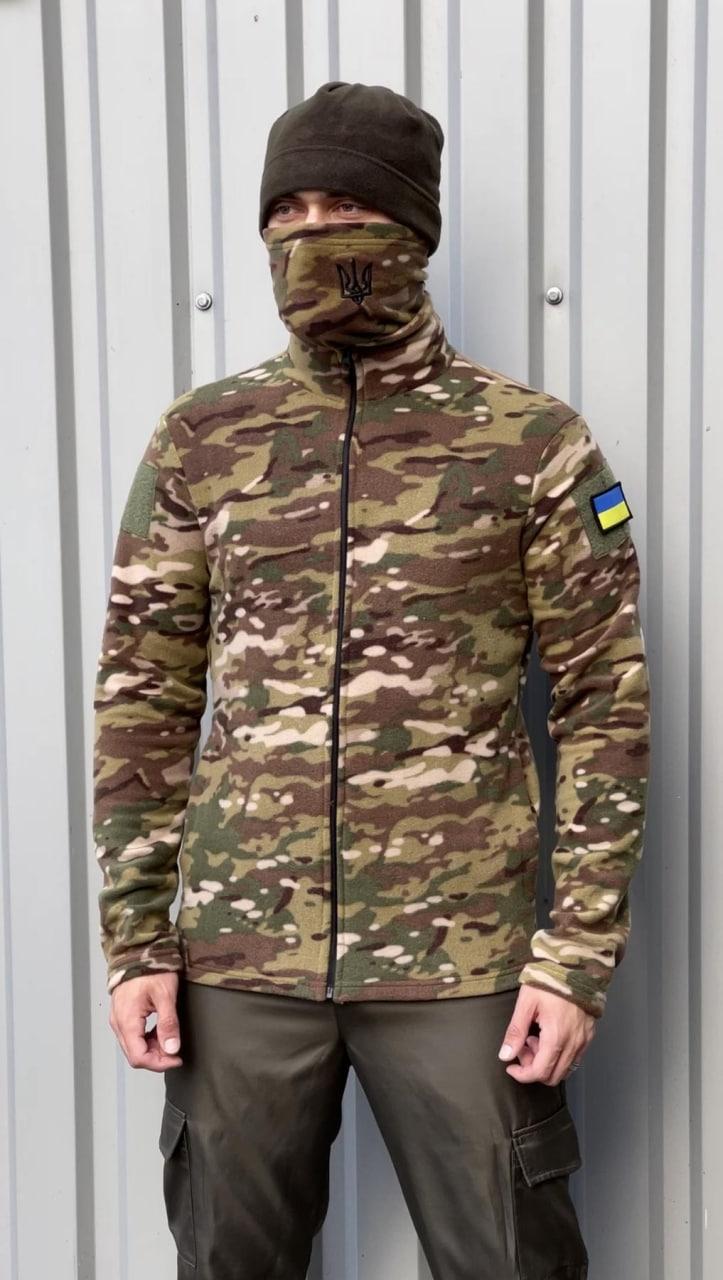 Кофта флісова тактична чоловіча камуфляж Ua толстовка армійська військова з липучками фліска