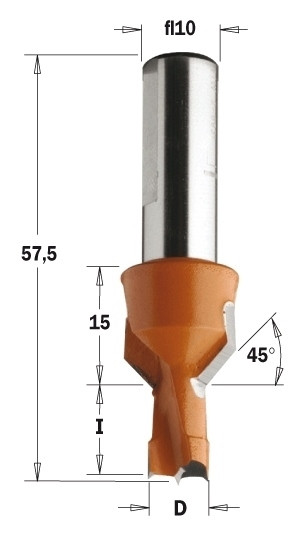 376.082.12 Сверло с зинкером NP HW D = 8 I = 20 L = 57,5 S = 10 LH