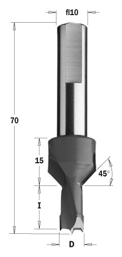 377.083.11 Сверло с зинкером NP HW D = 8 I = 13 L = 70 S = 10 RH