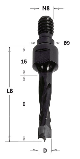 352.100.11 Свердло NP гвинт. хвіст. HW D = 10 I = 30 LB = 45 S = M8 / 9 RH