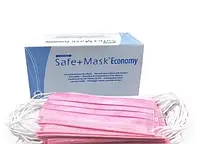 Медицинская маска трехслойная SAFE+MASK Economy Medicom 50 шт, Розовая