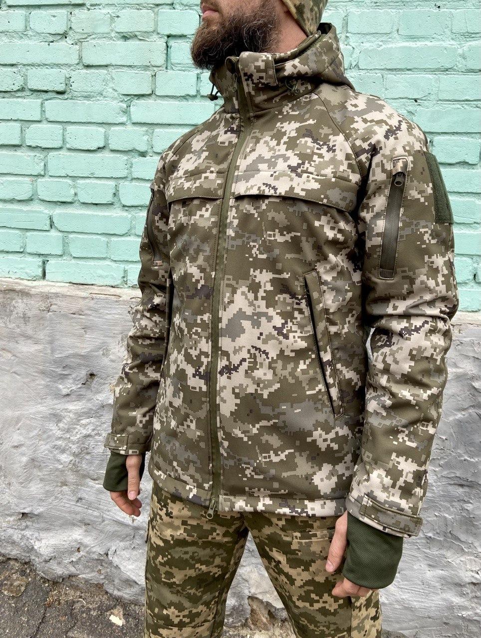 Куртка військова тактична утеплена Софтшелл Піксель (Єврозима)