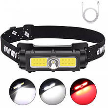 Фонарь налобный съёмный Headlamp с красным светом, с магнитом, USB зарядка.