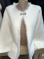 Кофта Альпака Женская, Накидка Белого Цвета и Рукавом Три Четверти ...