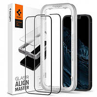 Защитное стекло Spigen для iPhone 14 / 13 / 13 Pro - Glas.tR AlignMaster (2 шт), Black (AGL03387)