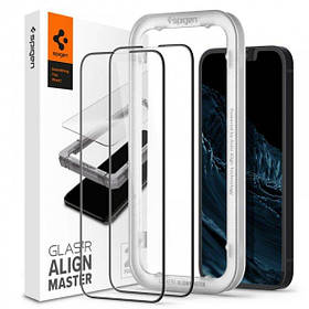 Захисне скло Spigen для iPhone 14 / 13 / 13 Pro - Glas.tR AlignMaster (2 шт), Black (AGL03387)
