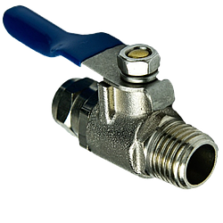 Кран кульовий для врізки системи фільтрації, металевий (1/4" різьба - 3/8" трубка)